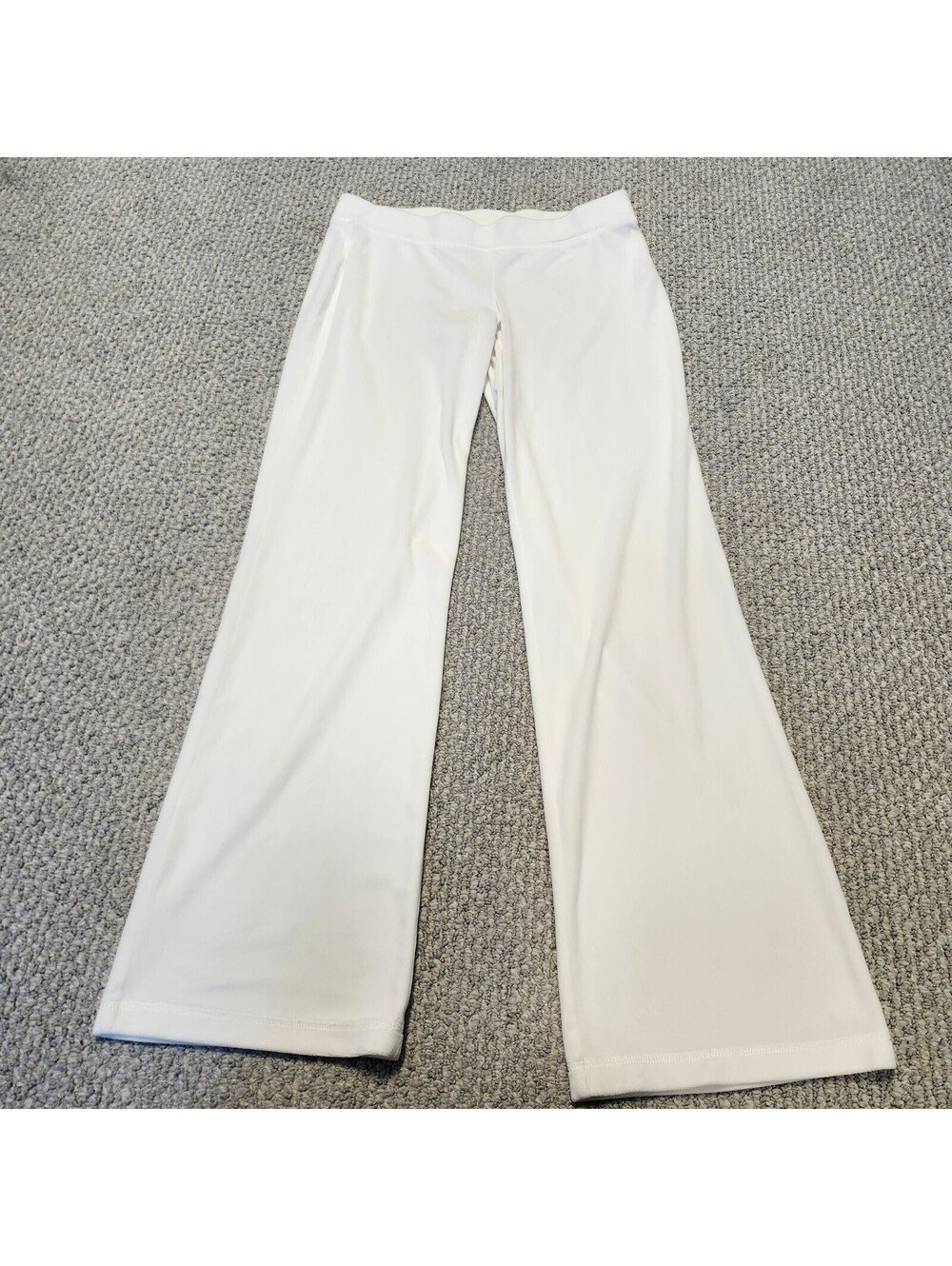 Juicy Couture White Velour Straight Leg Pants with Rhinestone Logo Size Small